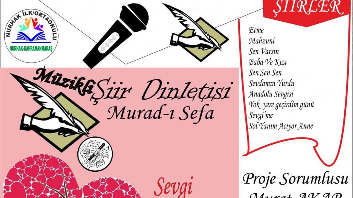 Murad-ı Sefa Şiir Dinletisi...13 Mayıs saat:18.00 Misaki Millî Konferans Salonu'nda